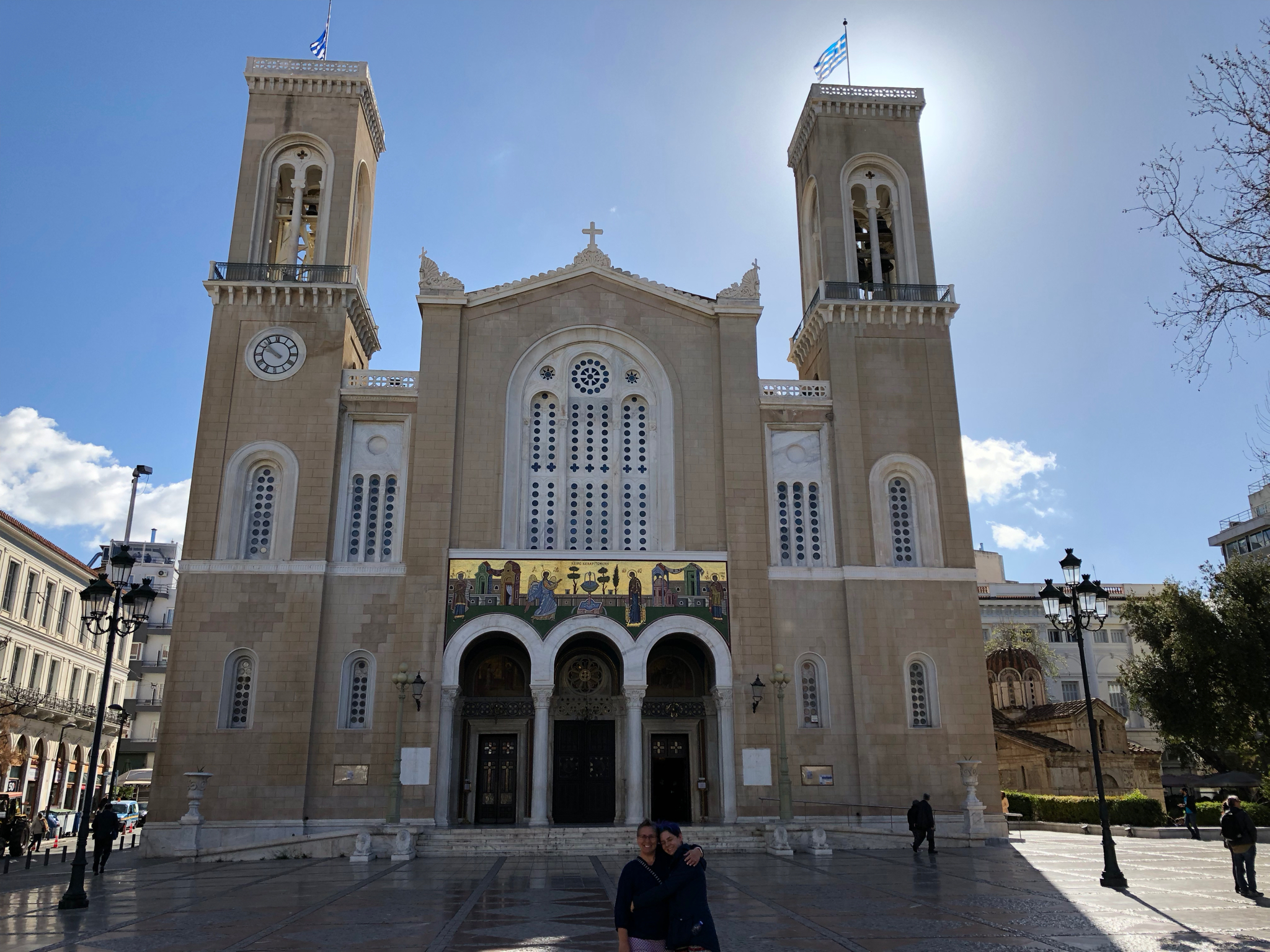 Front of the cathedral of the Greek Orthodox Church.