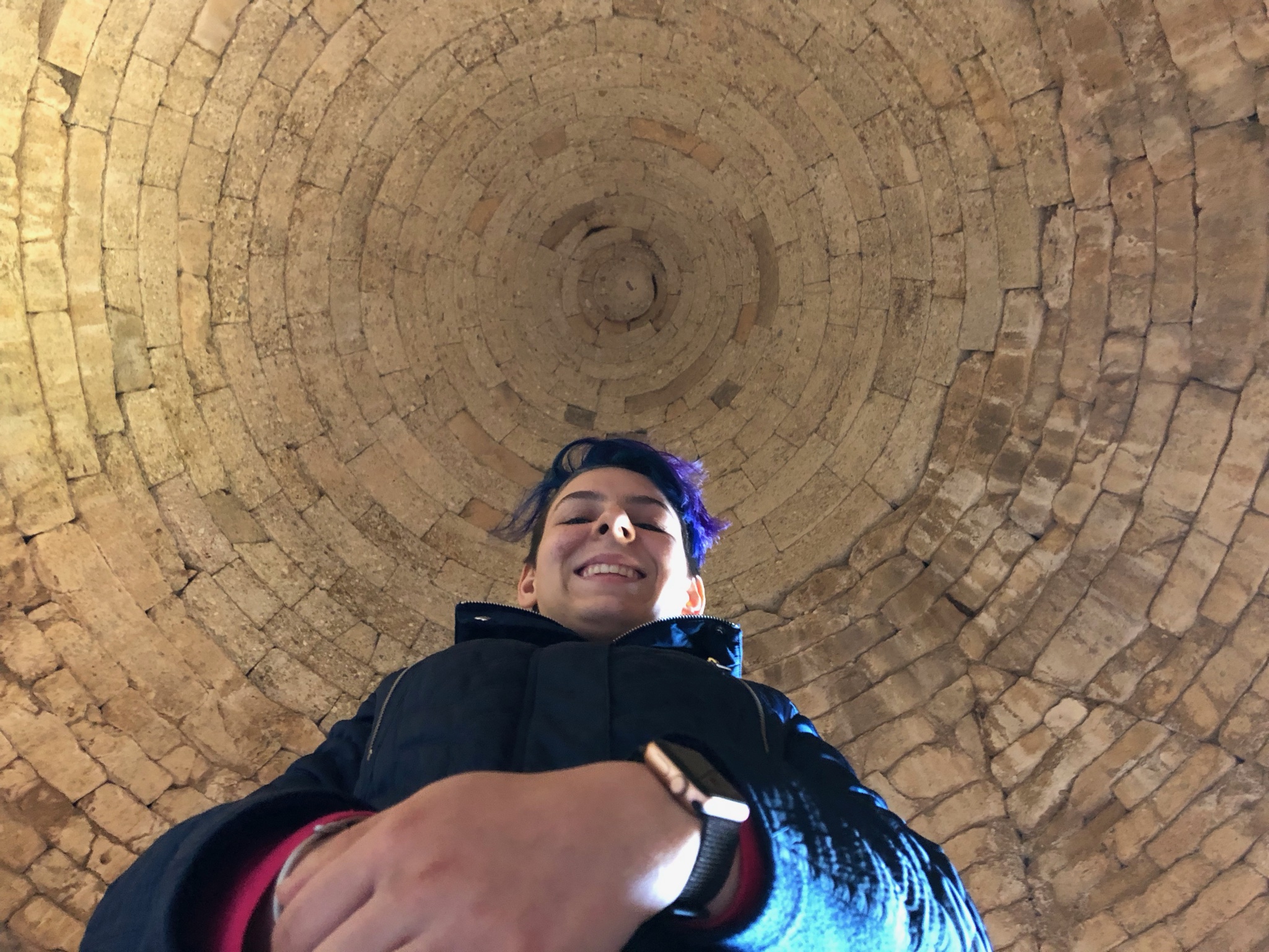 That ceiling is 3,300 years old. 😮 The ceiling of a “Tholos Tomb” (traditionally called the tomb of Clytemnestra, wife of Agamemnon, but you know&hellip;)