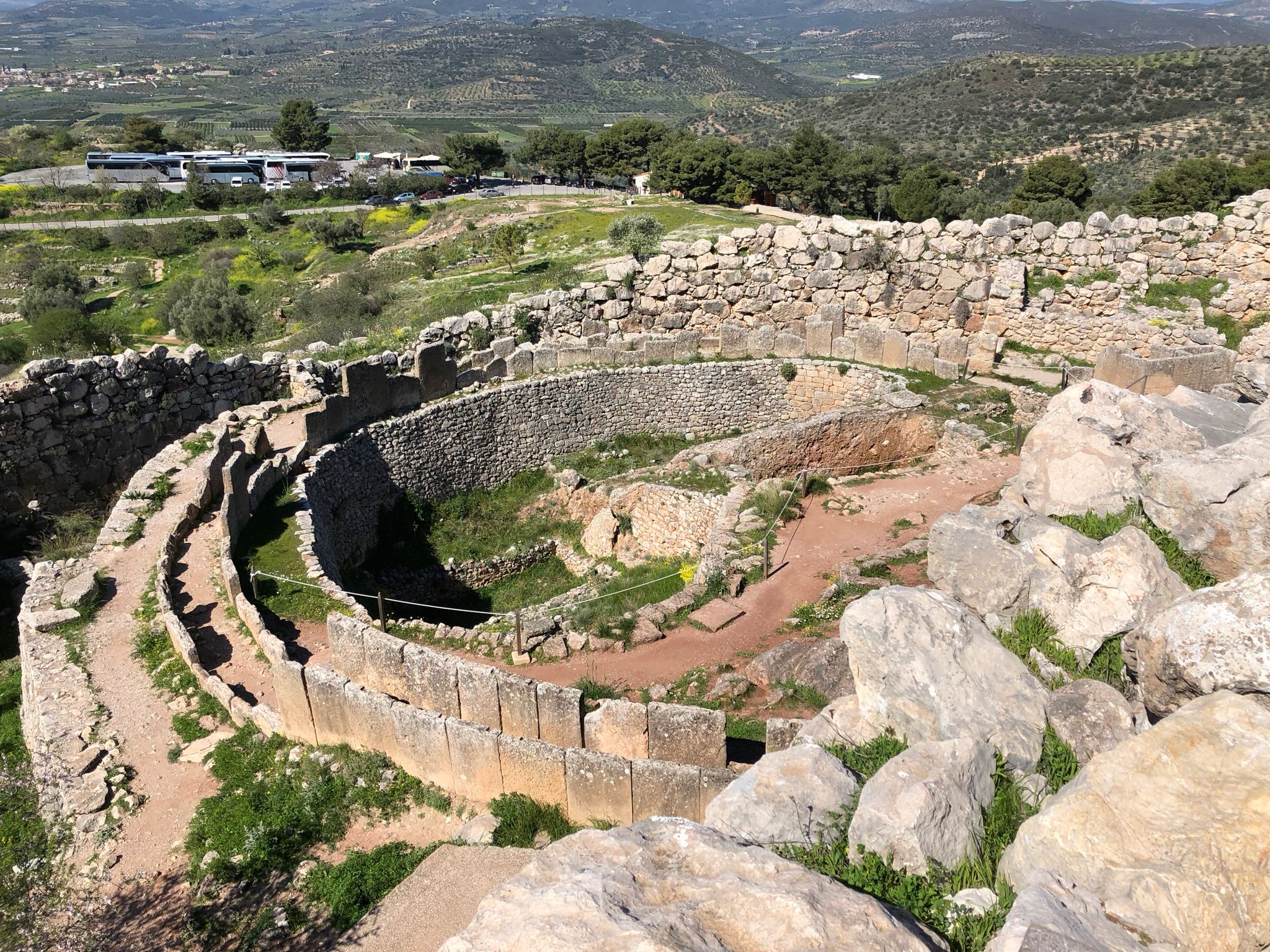 The lower section of the citadel. The circle contains burial shafts which held remains and treasures of Mycenaean royalty.