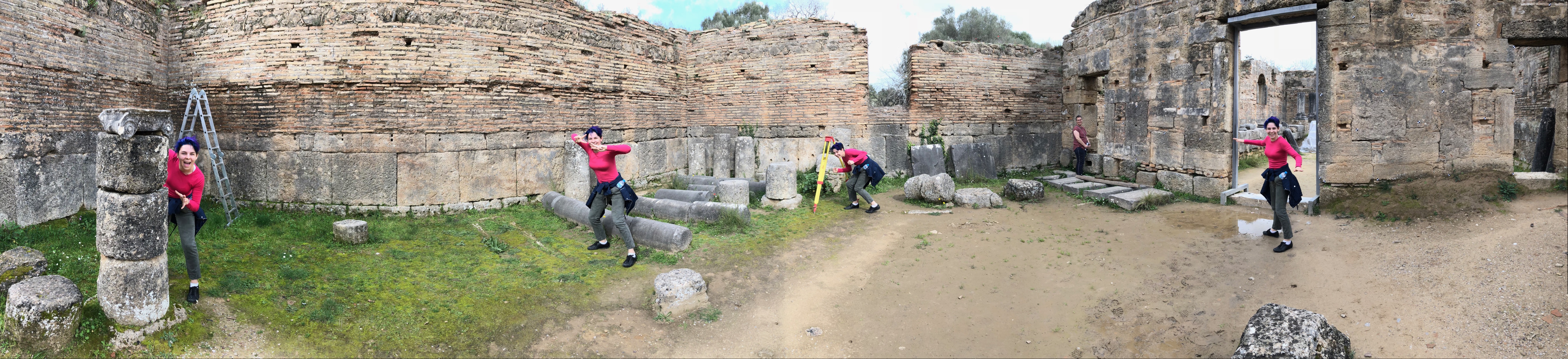 This is the workshop where the great statue that was in the Temple of Zeus was made. It is crawling with Sophias.