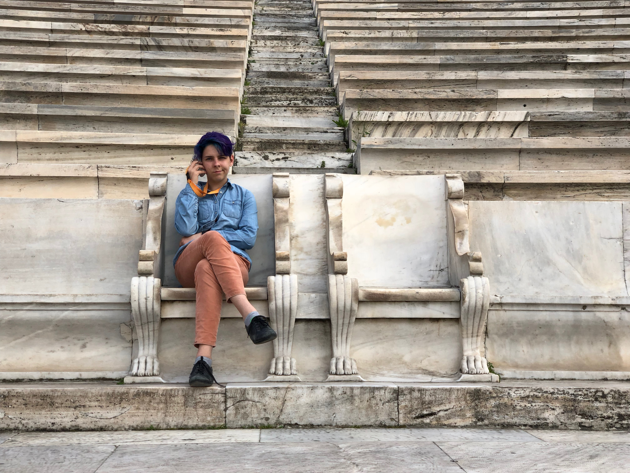 Here’s Sophie on one of the throne seats.