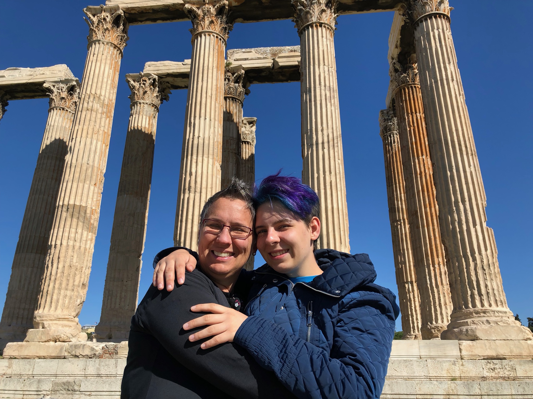 The Temple of Zeus in Athens. Those are Corinthian columns and American humans.