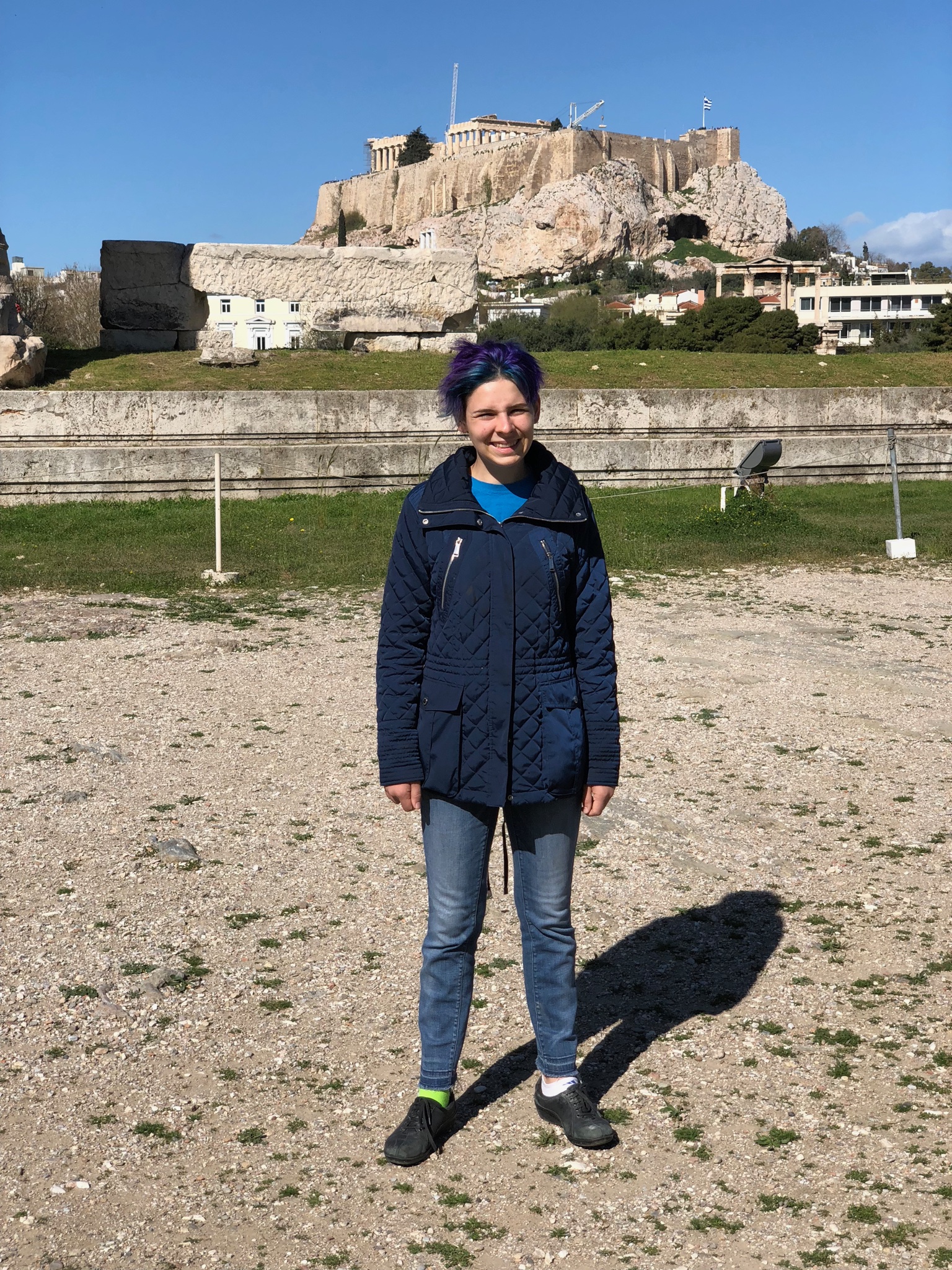 Lookie lookie! From the site of the Temple of Zeus we can see the Acropolis and Parthenon up there. We’ll be there tomorrow morning! I almost can’t believe I’ll see its light with my own eyes.