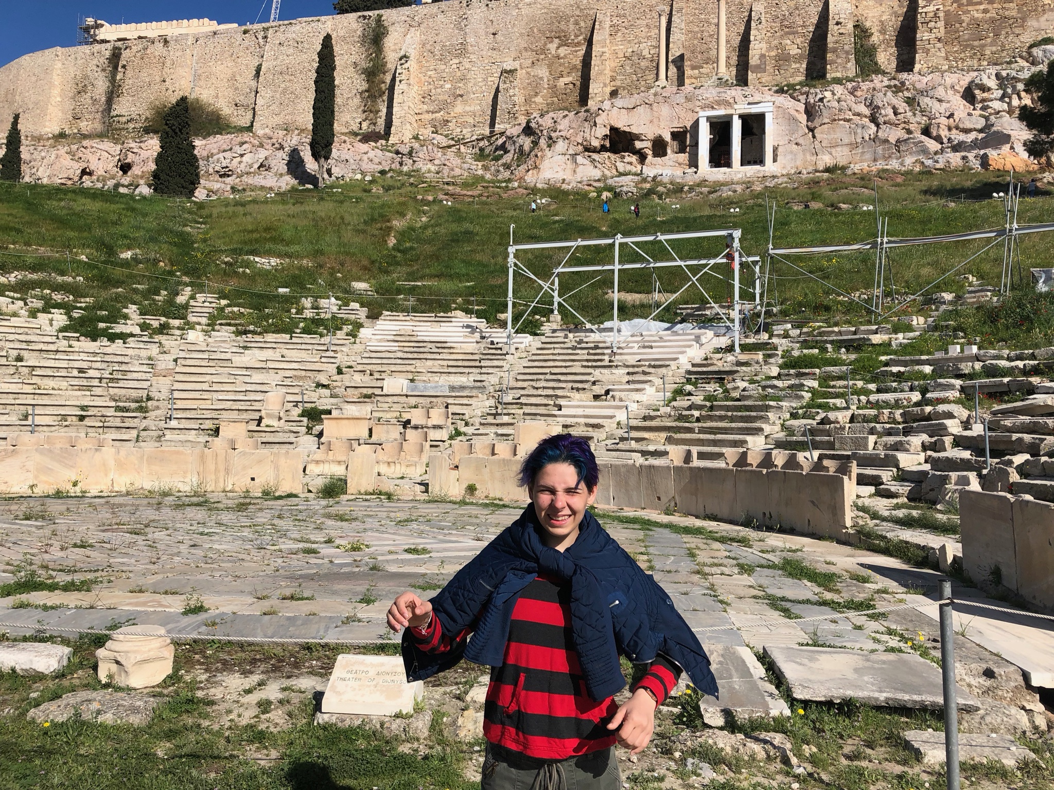 “Hey Sophie, do a little performance for us” at the Theater of Dionysus.