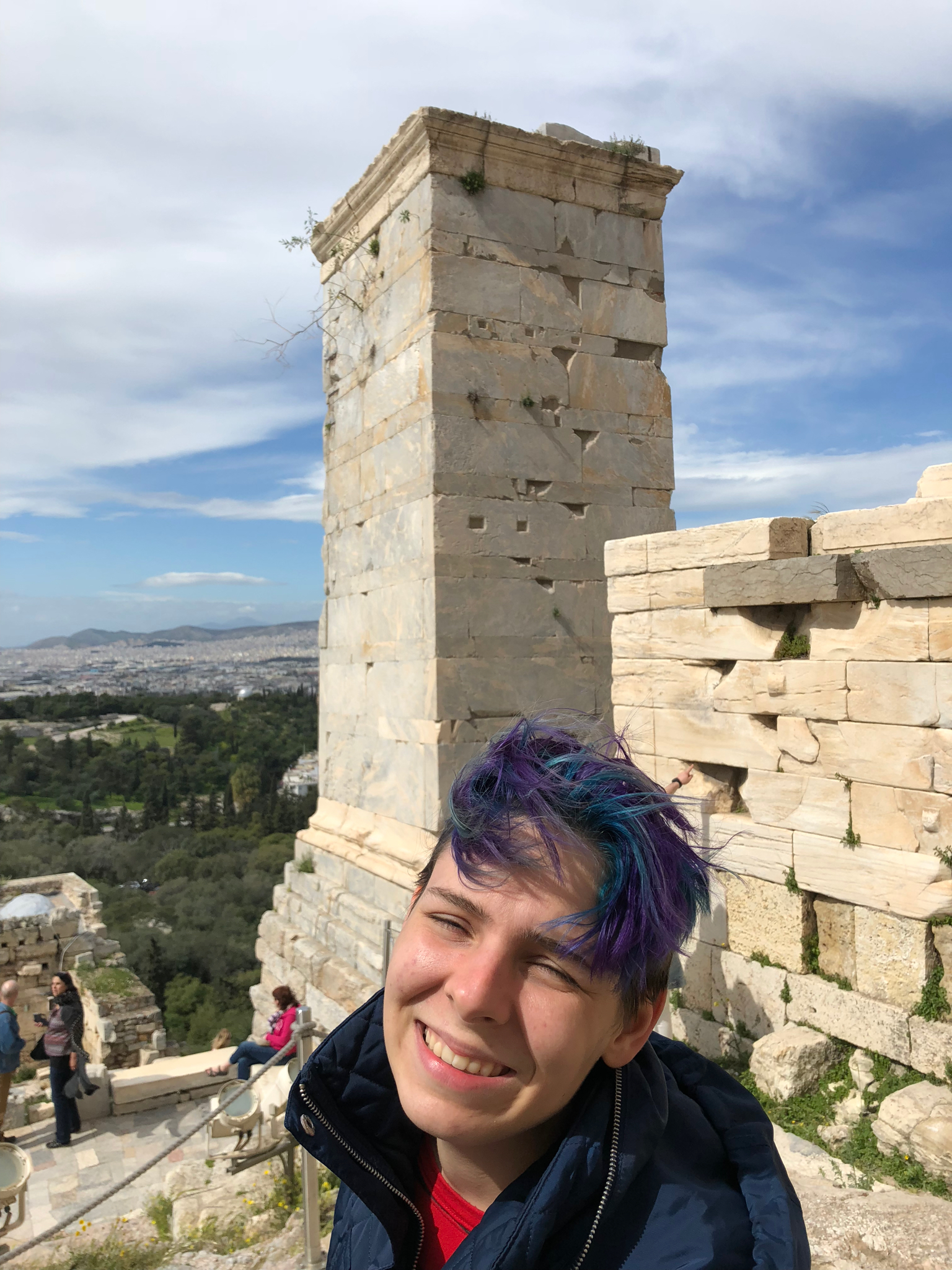 The pedestal of the statue of Agrippa. Marc Antony put a statue of himself and Cleopatra up there at one point. Sophia&rsquo;s interesting in posing for photographs is waning.