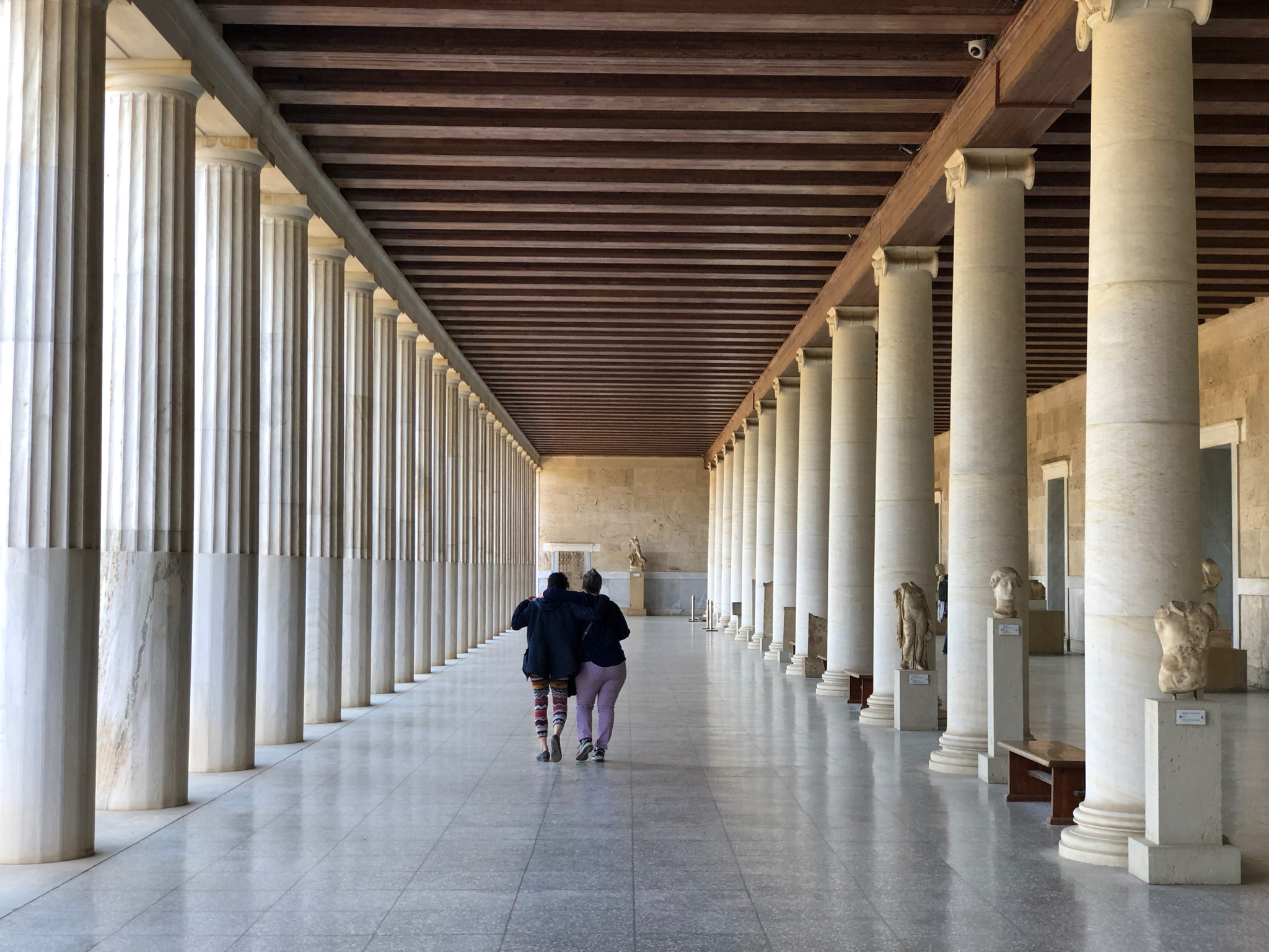 A quick stop at the Agora including this reconstructed “stoa” built by the American School of Classical Studies on the site of the original. It houses the on-site museum in the rooms that would originally have been shops.