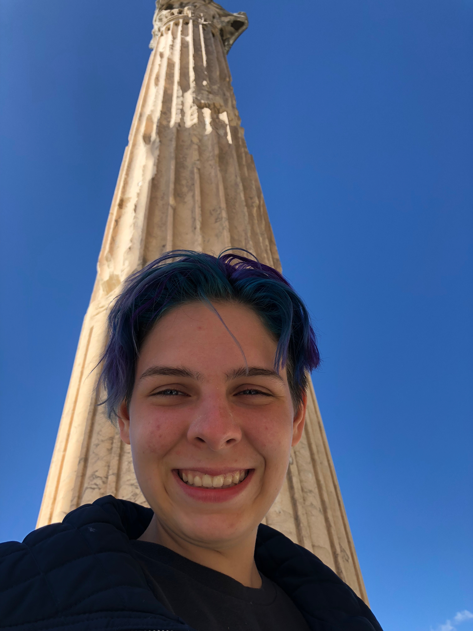 A column by Hadrian’s Library and Sophie just barely holding it together because she’s so exhausted.