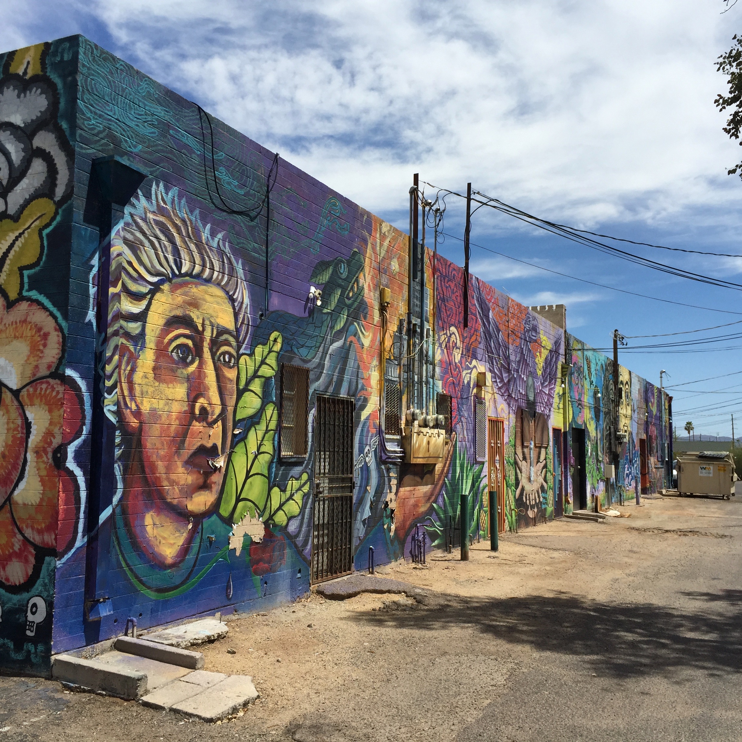 And the stunning tribute to Mexican culture on the back side of the Barrio Cafe building.