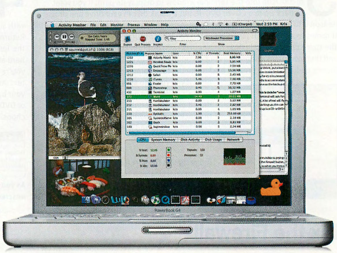 A Mac laptop showing several windows on the screen.