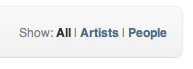 A screen shot of a user interface offering three choices: All, Artists, or People.