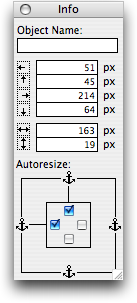 Screenshot of the Object Info palette. There is a new section at the bottom with an arrangement of four checkboxes, each labeled with a boat anchor icon. They are arranged like the four compass directions.